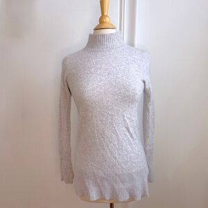 Cynthia Rowley 2-Ply 100 Cashmere Pullover Mock Neck Tunic Sweater Small S Gray